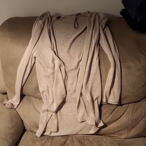 DIVIDED H&M Sheer Beige Open Front Cardigan